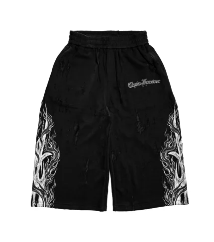 Chew Forever Earth Angel Eroded 3/4 Sweat Shorts Black