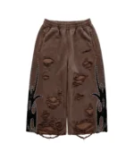 Chew Forever Silver Studded Roach 3/4 Shorts Distress